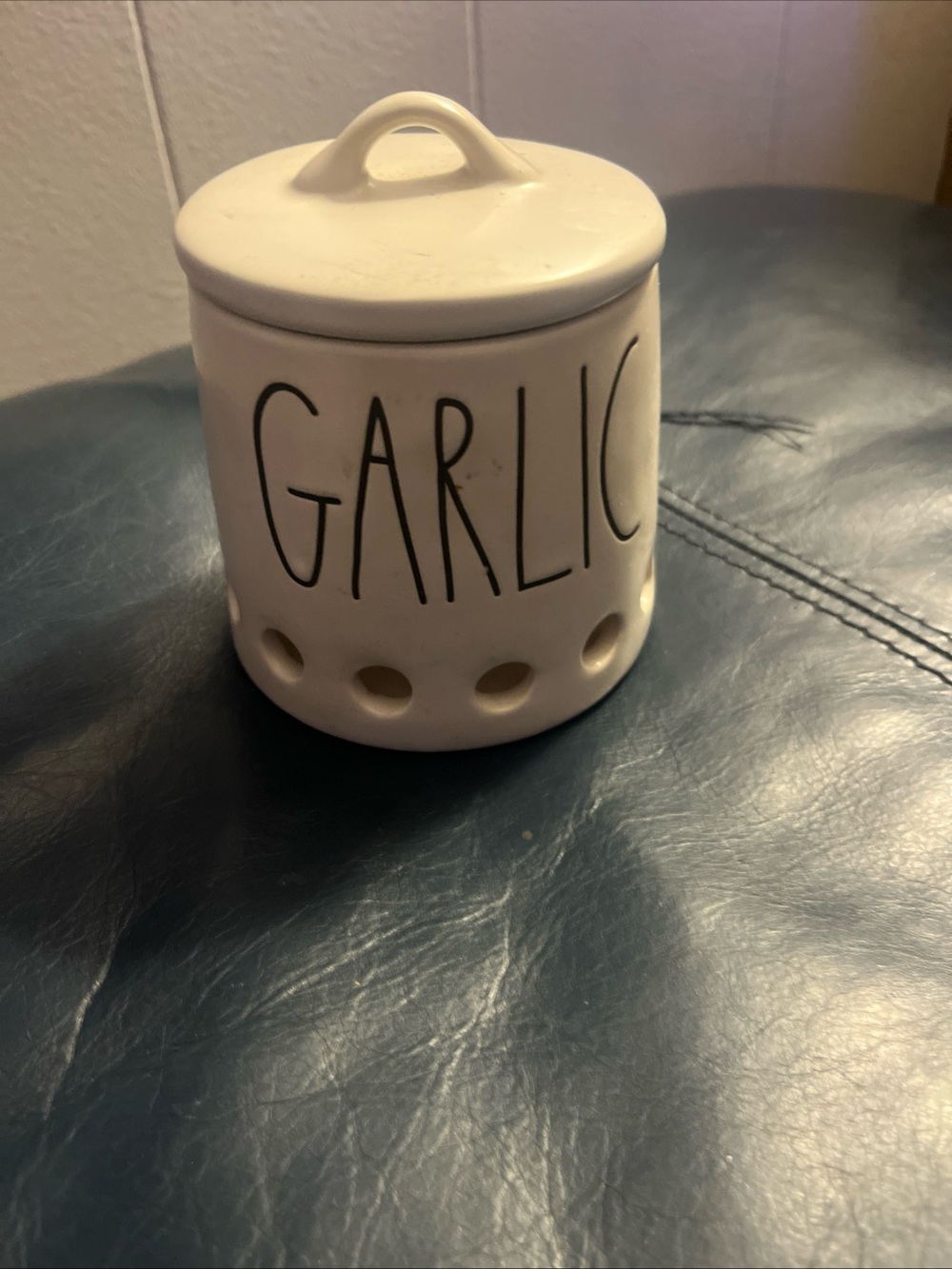 Rae Dunn 'GARLIC' Ceramic Cellar Canister Jar with ceramic lid